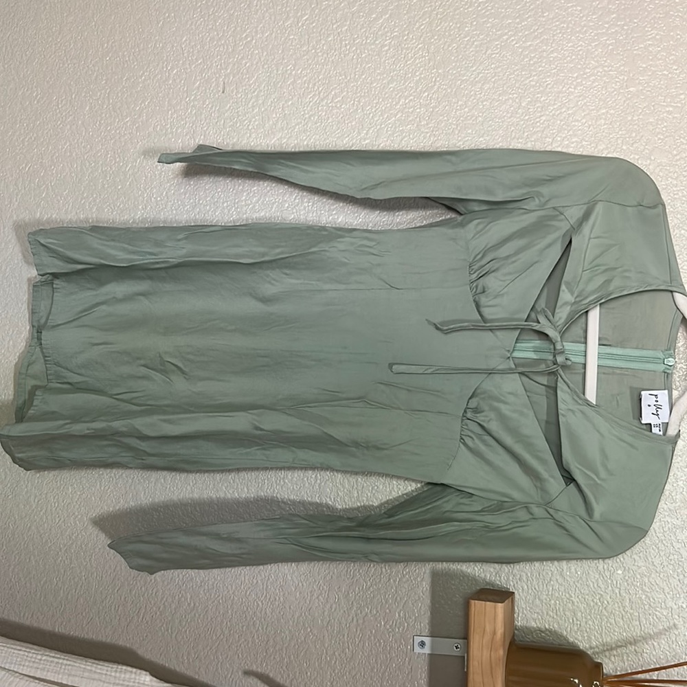 Princess Polly sage green long sleeve dress